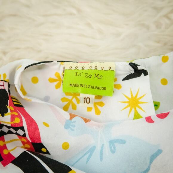 Le' Za Me Girls Size 10 Nutcracker Ballet Christmas Print Smocked Midi Dress - Picture 4 of 6